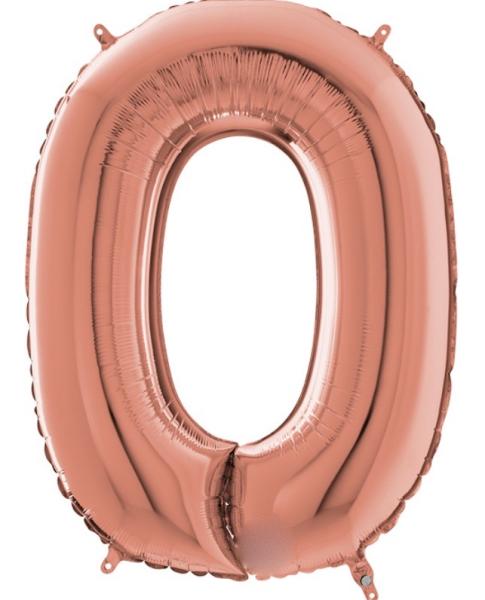 Folienballon - Zahl 0: Roségold - ø 102cm